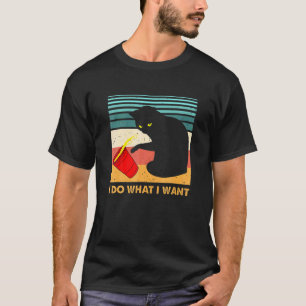 Camiseta Retro Faça O Que Quero Vintage Black Cat Red Cup