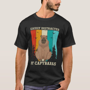 Camiseta Retro facilmente distraído por Capybaras - Capybar
