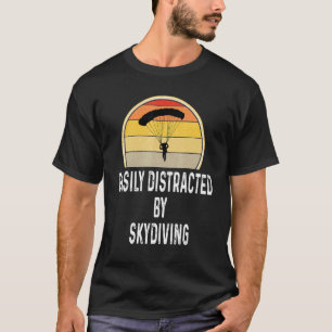 Camiseta Retro Fácilmente Distraído Por Paraquedismo Céu Pa