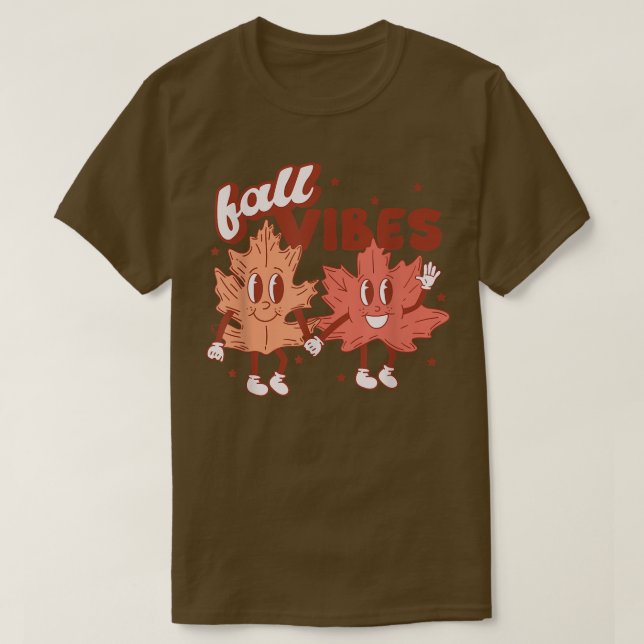 Camiseta Retro Fall Vibes Autumn Deixa Happy Fall Fall Than (Frente do Design)