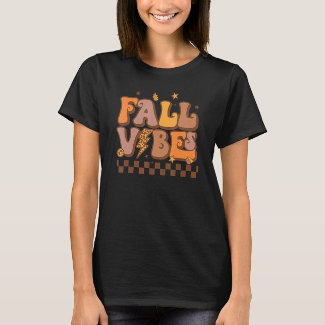 Camiseta Retro Fall Vibes Leopard Lightning Bolt Autumn Tha (Frente)