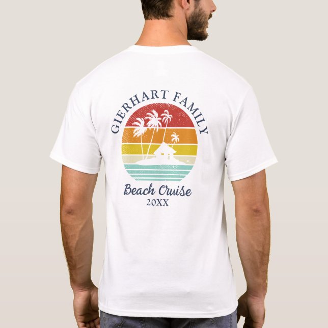 Camiseta Retro Familiar Retro de Praia Cruise Vacinação Vov (Verso)