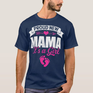 Camiseta Retro Family Proud New Mama It's A Girl Gender Rev