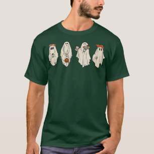 Camiseta Retro Fantasma Floral Hippie Halloween,Cute Ghost 