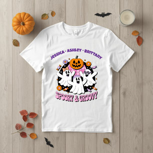 Camiseta Retro Fantasmas Engraçados Melhores Amigos Pastel