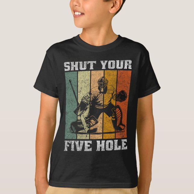 Camiseta Retro Fecha o Seu Buraco dos Cinco Engraçado Vinta (Frente)