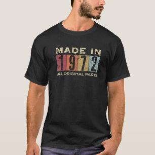 Camiseta Retrô Feito Em 1972, 50 Anos, 50º Bday All Orig