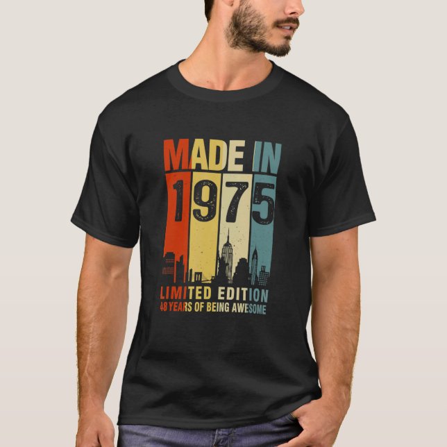 Camiseta Retrô Feito Em 1975, 48 Anos De Esforço (Frente)