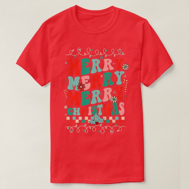 Camiseta Retro Feliz Família de Natal Matando Xmas Pajama (Frente do Design)
