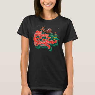 Camiseta Retrô Feliz Natal Natal Árvore Papai Noel inverno