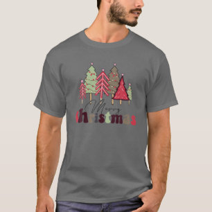 Camiseta Retrô Feliz Natal Pinheiros Natal Natal Natal