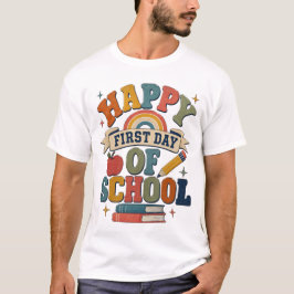 Camiseta Retro Feliz Primeiro Dia de Aula