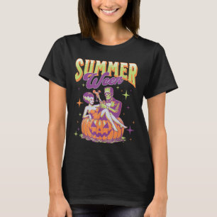 Camiseta Retro Feliz Summerween Divertido Monstro de Franke