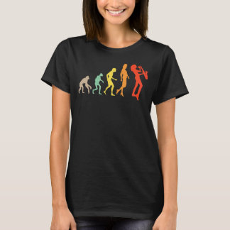 Camiseta Retro Fêmea Saxofone Musicista Saxofone Jazz Sax