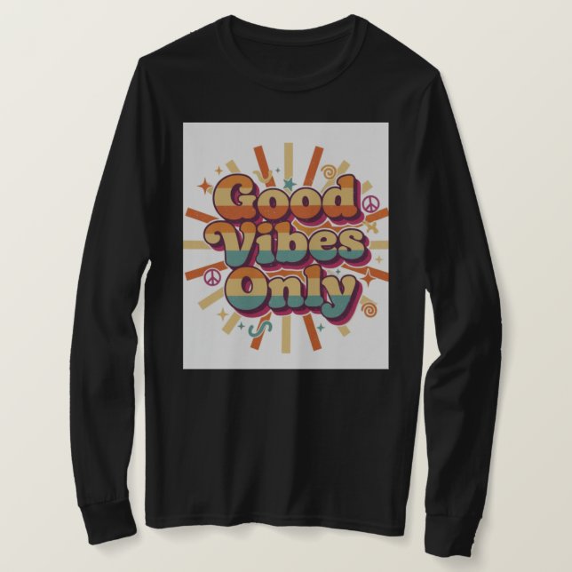 Camiseta Retro Feminina Good Vibes Only (Frente do Design)