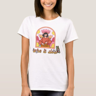 Camiseta Retro Feminino Floral Cor-de-Rosa Lento