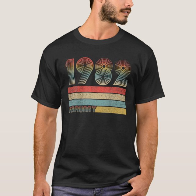 Camiseta Retro Fevereiro De 1982 aniversário de 40 anos De  (Frente)