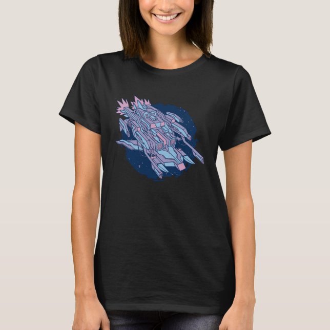 Camiseta Retro fighter shuttle space aliens (Frente)