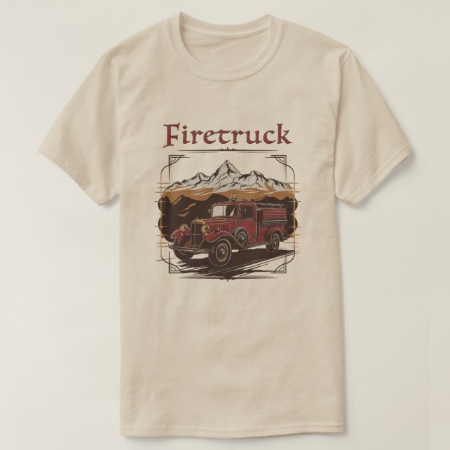 Camiseta Retro fire engine mountain range (Frente do Design)