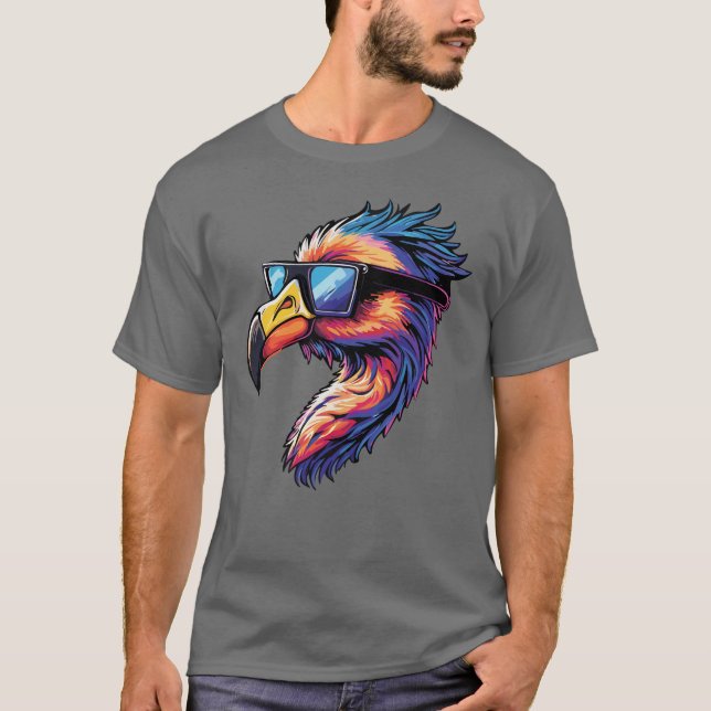 Camiseta Retro Flamingo com óculos de sol Vibes Clássicas d (Frente)