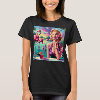Camiseta Retro Flamingo Pin-Up