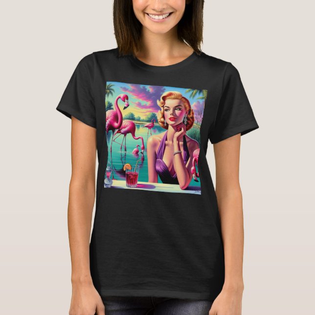 Camiseta Retro Flamingo Pin-Up (Frente)