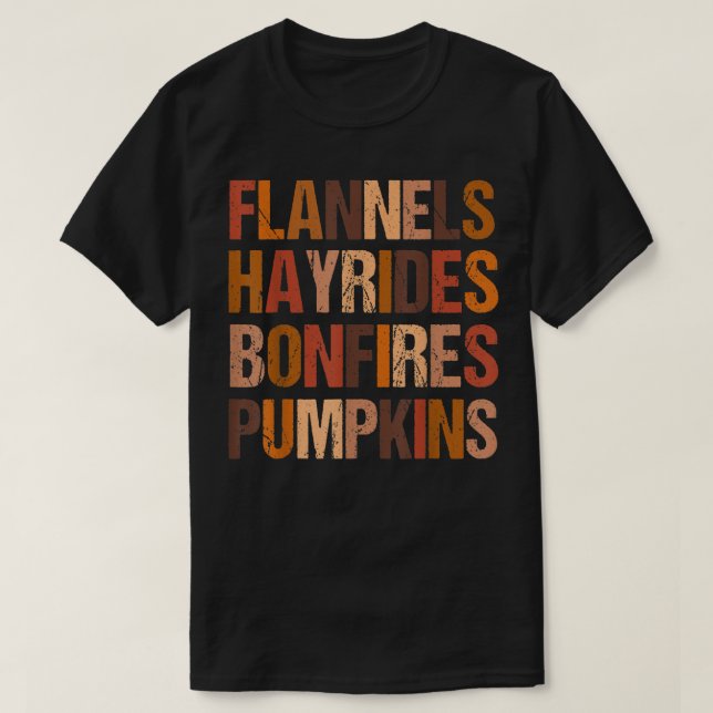 Camiseta Retro Flannels Hayrides Bonfires Pumpkins Fall Sea (Frente do Design)