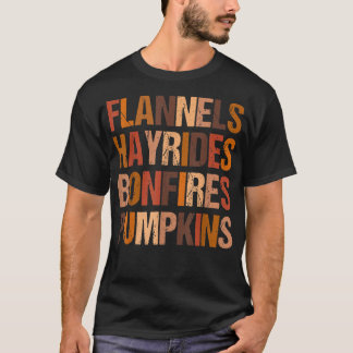 Camiseta Retro Flannels Hayrides Bonfires Pumpkins Fall Sea