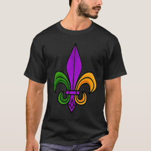 Camiseta Retro Fleur De Lys Mardi Gras Outfit Para Mulheres