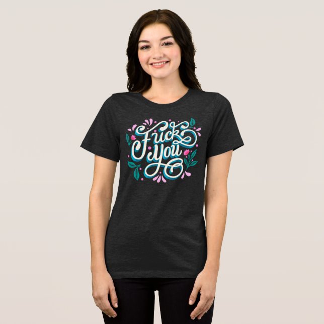 Camiseta Retro Floral 'F*ck You' (Frente Completa)