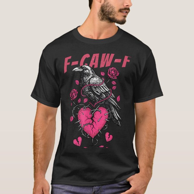 Camiseta Retro Floral Heart Raven F-caw-f Anti Valentin's D (Frente)