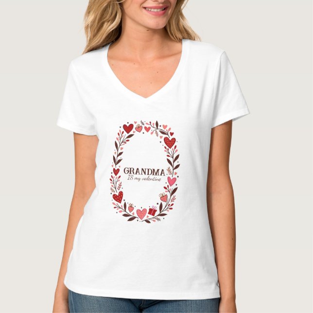Camiseta Retro Floral Heart Valentine Custom Grandma Mom (Frente)