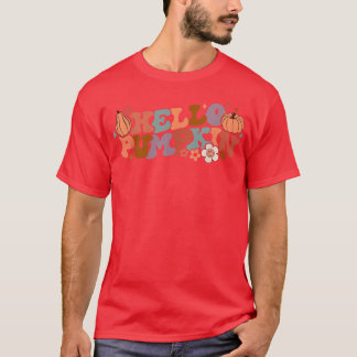 Camiseta Retro Floral Hello Pumpkin Queda Colheita Pumpkin 