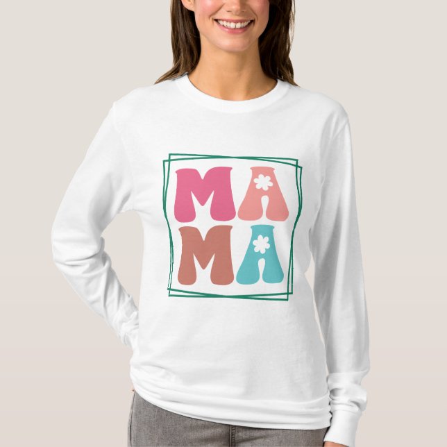 Camiseta Retro Floral Mama (Frente)