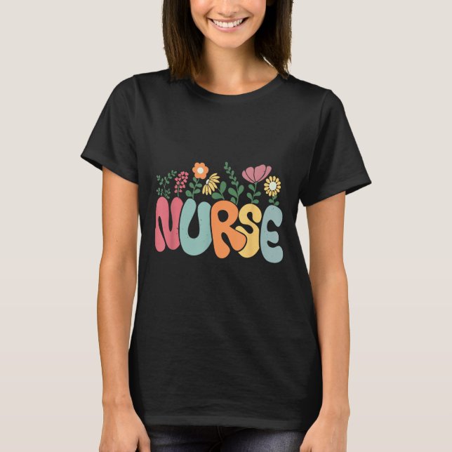 Camiseta Retro Floral Nurse Graphic Nursing Appreciation  (Frente)