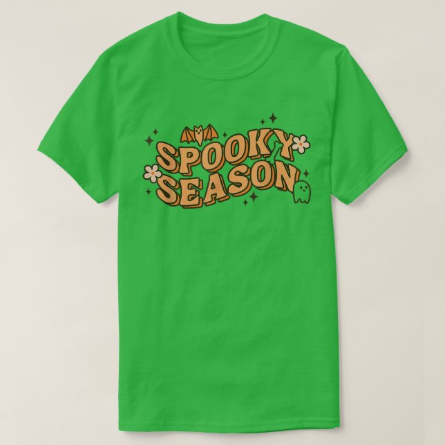 Camiseta Retro Floral Spooky Season Spooky Vibes Hall (Frente do Design)