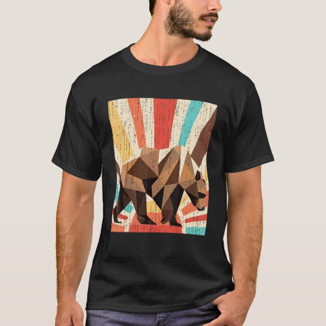 Camiseta Retro Floresta Selvagem Natureza Animal Urso Cinze (Frente)