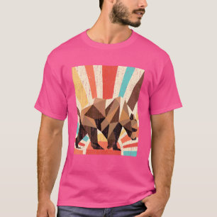Camiseta Retro Floresta Selvagem Natureza Animal Urso Cinze