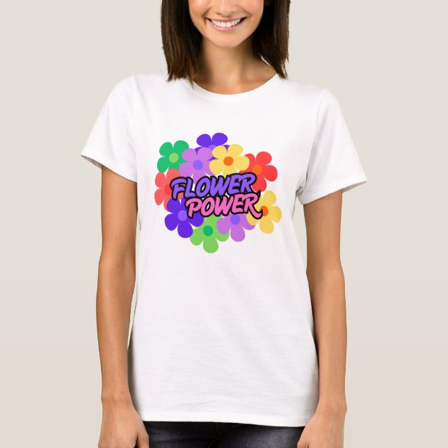 Camiseta Retro Flower Power 60s 70s Floral Slogan T-Shirt (Frente)