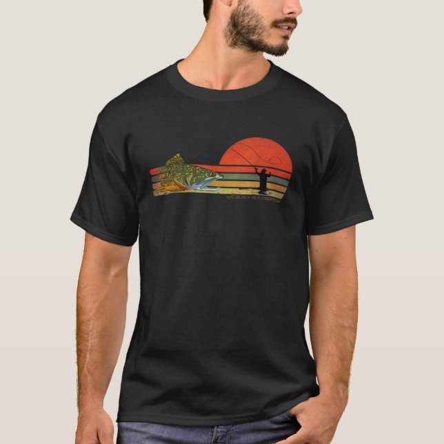 Camiseta Retro Fly Fishing Brook Trout By Black Fly (Frente)