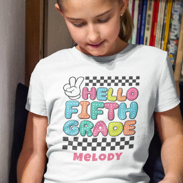 Camiseta retrô fofa de volta à escola da quinta sé
