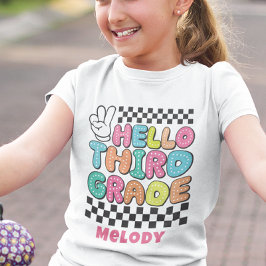 Camiseta retrô fofa de volta à escola terceira sér