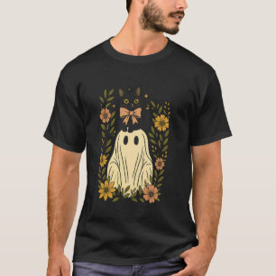 Camiseta Retro Fofo Gato Preto Fantasma Floral Coquette Laç