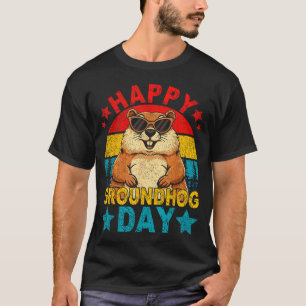 Camiseta Retro fofo marmota feliz dia da marmota animal