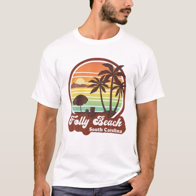Camiseta Retro Folly Beach South Carolina SC Souvenir Trave (Frente)