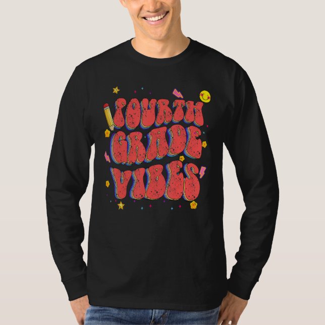 Camiseta Retro Fourth Grade Vibes Back To School 4th Grade  (Frente)