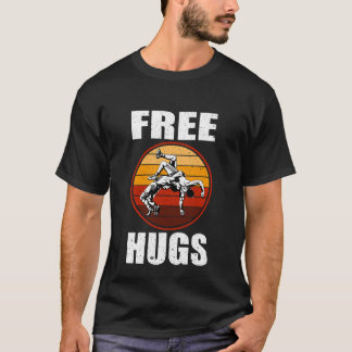 Camiseta Retro Free Hugs Luta Judo Jiu Jitsu Funny