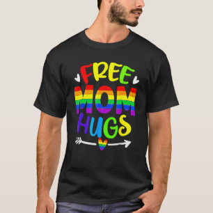 Camiseta Retro Free Mãe Abraça Rainbow LGBT Lésbica Gay Tra