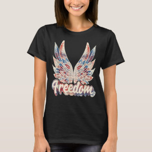 Camiseta Retro Freedom American Flag Wings 4 De Julho Quatr
