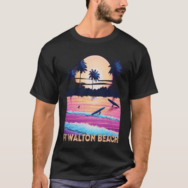 Camiseta Retro Ft Walton Beach Florida Souvenir Surf (Frente)